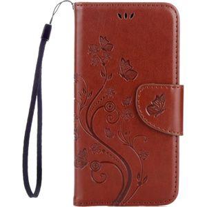 For Galaxy A3 (2017) / A320 Butterflies Love Flowers Embossing Horizontal Flip Leather Case with Holder & Card Slots & Wallet & Lanyard(Brown)