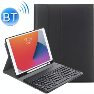 YA610B Detachable Lambskin Texture Round Keycap Bluetooth Keyboard Leather Case with Pen Slot & Stand For Samsung Galaxy Tab S6 Lite 10.4 P610 & P615 (2020)(Black)