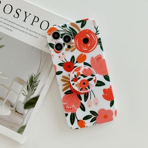 Voor iPhone 11 Pro Frosted Flowers Patroon IMD TPU-zaak met vouwbare houder