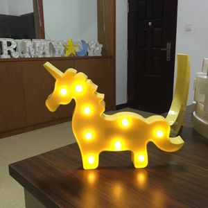 Creative Unicorn Shape Warm White LED Decoration Light  2 x AA Batteries Powered Party Festival Table Wedding Lamp Night Light(Yellow)