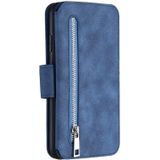 Detachable Frosted Magnetic Horizontal Flip Leather Case with Card Slots & Holder & Zipper Wallet & Photo Frame For iPhone XS Max(Blue)