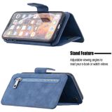 Detachable Frosted Magnetic Horizontal Flip Leather Case with Card Slots & Holder & Zipper Wallet & Photo Frame For iPhone XS Max(Blue)