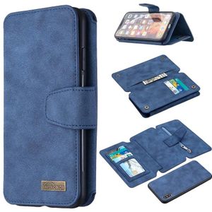 Detachable Frosted Magnetic Horizontal Flip Leather Case with Card Slots & Holder & Zipper Wallet & Photo Frame For iPhone XS Max(Blue)