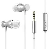 Sport Headphone 3.5mm Jack Earphone Sweatproof Stereo Strong Bass Music Magnets Headset with Mic for iPhone Samsung(Silver)