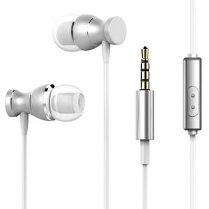 Sport Headphone 3.5mm Jack Earphone Sweatproof Stereo Strong Bass Music Magnets Headset with Mic for iPhone Samsung(Silver)