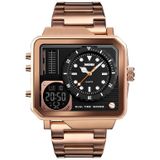 SKMEI 1392 Multi-Function Outdoor Sports Watch Business Double Display Waterproof Electronic Watch(Rose Gold)