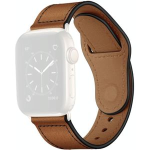 Lederen vervangende horlogeband voor Apple Watch Series 7 41mm / 6 & SE & 5 & 4 40mm / 3 & 2 & 1 38mm (roodbruin bronzen goud)