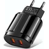Dual USB Portable Travel Charger + 1 Meter USB to 8 Pin Data Cable  EU Plug(Black)