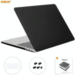 ENKAY 3 in 1 Matte Laptop Protective Case + EU Version TPU Keyboard Film + Anti-dust Plugs Set for MacBook Pro 16 inch A2141 (with Touch Bar)(Black)