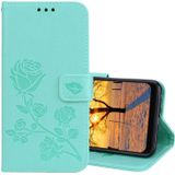 Rose Embossed Horizontal Flip PU Leather Case for Xiaomi Pocophone F1  with Holder & Card Slots & Wallet(Green)