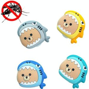 QW00063 4 PCS Cartoon Plant Essential Oil Mosquito Clip Summer Student Children Outdoor Mosquito Hairpin Headdress Color Random Delivery