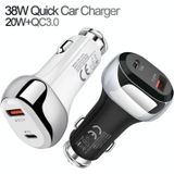 YSY-312PD QC3.0 18W USB + PD 20W USB-C / Type-C Car Charger with Type-C to Type-C Data Cable(Black)