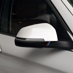 Three Color B Carbon Fiber Car Rearview Mirror Bumper Strip Decorative Sticker for BMW 5 Series E60 2008-2010 / F10 2011-2017 /  F07 2010-2015 /  F01 2010-2015