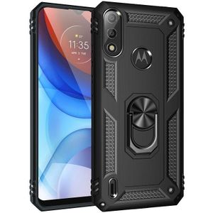 For Motorola Moto E7 Power (2021) Shockproof TPU + PC Protective Case with 360 Degree Rotating Holder(Black)