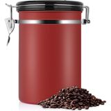 Coffee Container Stainless Steel Tea Storage Chests Black Kitchen Sotrage Canister Coffee Tea Caddies Teaware(Red)