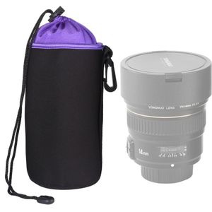 SLR Camera Lens Bag Micro Single Lens Bag Lens Inner Bile Bag Waterproof Protective Case Plus Velvet Thickening  Diameter: 10cm  Height: 14cm(Purple)