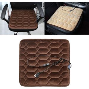 Car USB Seat Heater Cushion Warmer Cover Winter Heated Warm Mat  Style: Square (Coffee)