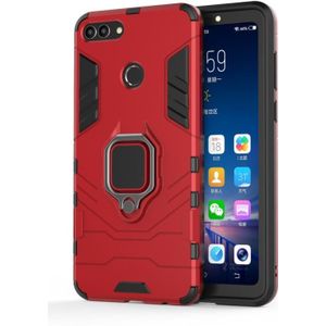 PC + TPU Shockproof Protective Case for Huawei Y9 2018  with Magnetic Ring Holder (Red)