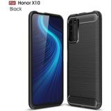 For Huawei Honor X10 Brushed Texture Carbon Fiber TPU Case(Black)