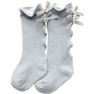 Baby Cute High Knee Fungus Lace Bow Socks  Size:XL(Grijs)