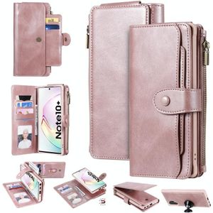 Voor Galaxy Note 10+ multifunctionele retro afneembare magnetische horizontale lederen behuizing met kaartsleuven & houder & portemonnee & fotoframe(Rosgoud)