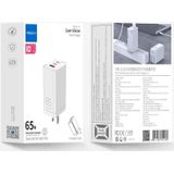 ROCK T49 65W Dual Type-C / USB-C + USB Super Si Travel Charger Power Adapter  CN Plug(White)