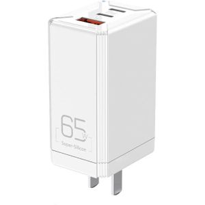 ROCK T49 65W Dual Type-C / USB-C + USB Super Si Travel Charger Power Adapter  CN Plug(White)