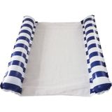 Inflatable Recliner On Water Foldable Backrest Floating Bed Inflatable Floating Row  Style? Striped Double(Dark Blue)
