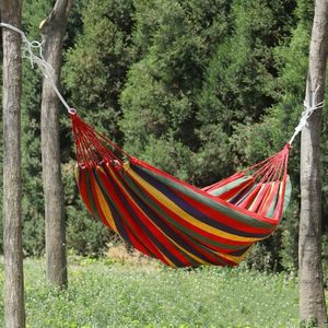 Thick Canvas Hammock Field Rollover Prevention Outdoor Hammock Swing 260x150 No Stick (Red Stripes)