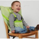 Baby Portable Seat Kids Chair Travel Foldable Washable Infant Dining Seat Cover Safety Belt(Green)