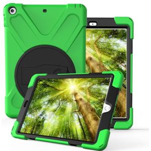 For iPad Pro10.5 / Air 10.5 2019 360 Degree Rotation PC + Silicone Protective Case with Holder & Hand-strap(Light Green)