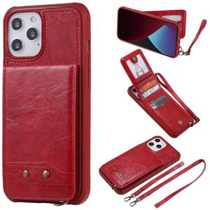 Vertical Flip Wallet Shockproof Back Cover Protective Case with Holder & Card Slots & Lanyard & Photos Frames For iPhone 12 Pro Max(Red)