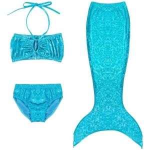 Girl Mermaid Tail 3 Pieces Swimmable Bikini Set Cute Swimsuit  Size: 130cm
