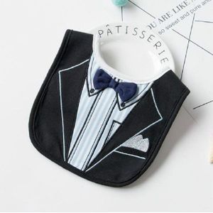 Groomsman Saliva Towel Child Fake Gentleman Bow Tie Personality Waterproof Bib(Vertical Black)