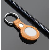 Anti-scratch Top-layer Cowhide Leather Case Cover with Switchable Keychain Ring for AirTag(Light Brown)