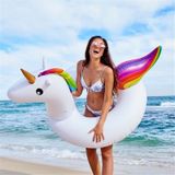 Summer Inflatable Unicorn Shaped Float Pool Lounge Swimming Ring Floating Bed Raft  Size: 120cm