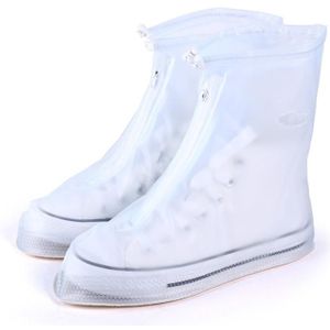 Fashion PVC Non-slip Waterproof Thick-soled Shoe Cover Size: S(White)