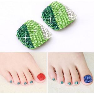 2 PCS Crystal Fake Nail Art Tips Rhinestone Full Cover Toenails Decals Stickers(NO:16)