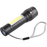 A2 USB Charging Waterproof Zoomable XPE + COB Flashlight with 3-Modes & Storage Box