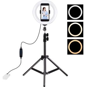 PULUZ 7.9 inch 20cm Light+ 1.1m Tripod Mount USB 3 Modes Dimmable Dual Color Temperature LED Curved Light Ring Vlogging Selfie Photography Video Lights with Phone Clamp(Black)