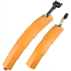 Bicycle Telescopic Folding Mudguard  27.5 Inch Extended Water Retaining LED Taillight(Orange)