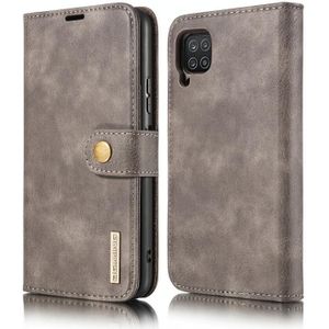 Voor Samsung Galaxy A12 DG. MING Crazy Horse Texture Flip Afneembare magnetische lederen kast met houder & kaartslots & portemonnee(grijs)