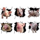 6 PCS Animal Wall Stickers Pig Hoisting Car Window Static Stickers(Pig 05)