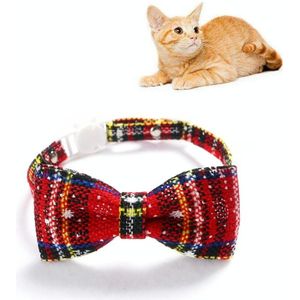 5 PCS Snowflake Christmas Red Plaid Adjustable Pet Bow Tie Collar Bow Knot Cat Dog Collar  Size:S 17-30cm  Style:Big Bowknot