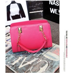 Casual PU Shoulder Bag Ladies Handbag Messenger Bag (Rose Red)