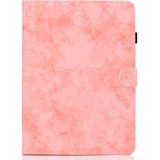 For Amazon Kindle Fire HD 8 (2020) Marble Style Cloth Texture Tablet PC Protective Leather Case with Bracket & Card Slot & Pen Slot & Anti Skid Strip & Wake-up / Sleep Function(Pink)