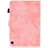 For Amazon Kindle Fire HD 8 (2020) Marble Style Cloth Texture Tablet PC Protective Leather Case with Bracket & Card Slot & Pen Slot & Anti Skid Strip & Wake-up / Sleep Function(Pink)