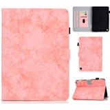 For Amazon Kindle Fire HD 8 (2020) Marble Style Cloth Texture Tablet PC Protective Leather Case with Bracket & Card Slot & Pen Slot & Anti Skid Strip & Wake-up / Sleep Function(Pink)