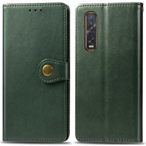 For OPPO Find X2 Pro Solid Color Leather Buckle Phone Case with Lanyard & Photo Frame & Card Slot & Wallet & Stand Function(Green)