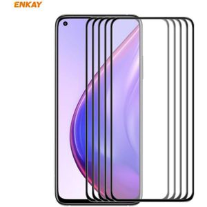 For Xiaomi Mi 10T 5G 5 PCS ENKAY Hat-Prince Anti-drop Full Glue Tempered Glass Full Screen Film Anti-fall Protector